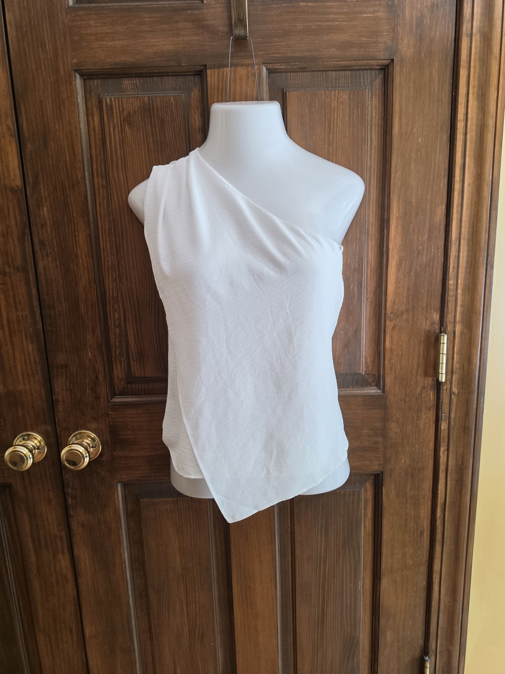 Zara Asymmetric One-Shoulder White Camisole